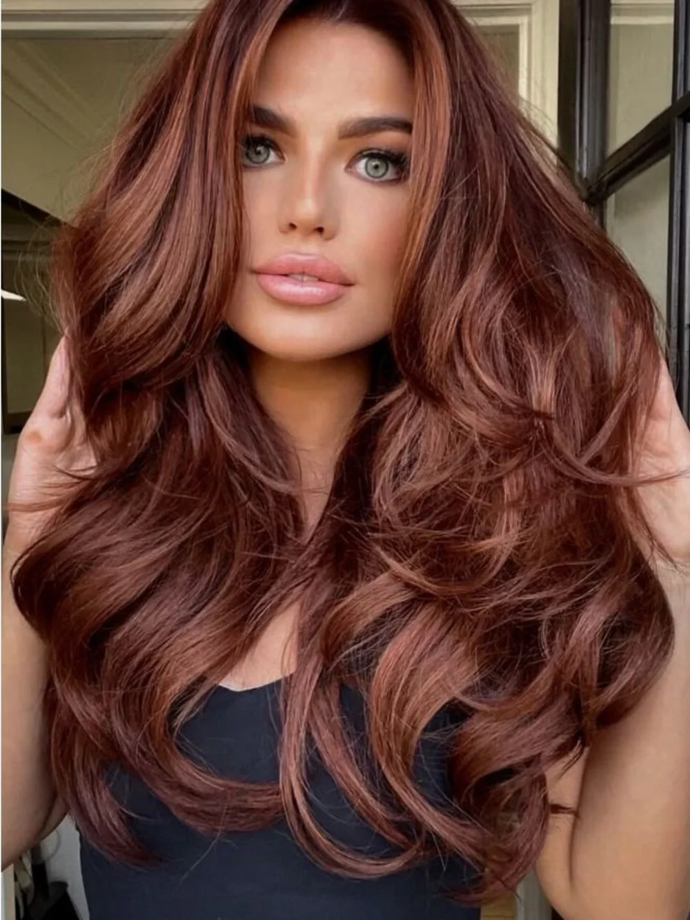 100% Human Hair Brown Auburn Lace Front Wig - 13x4 Lace